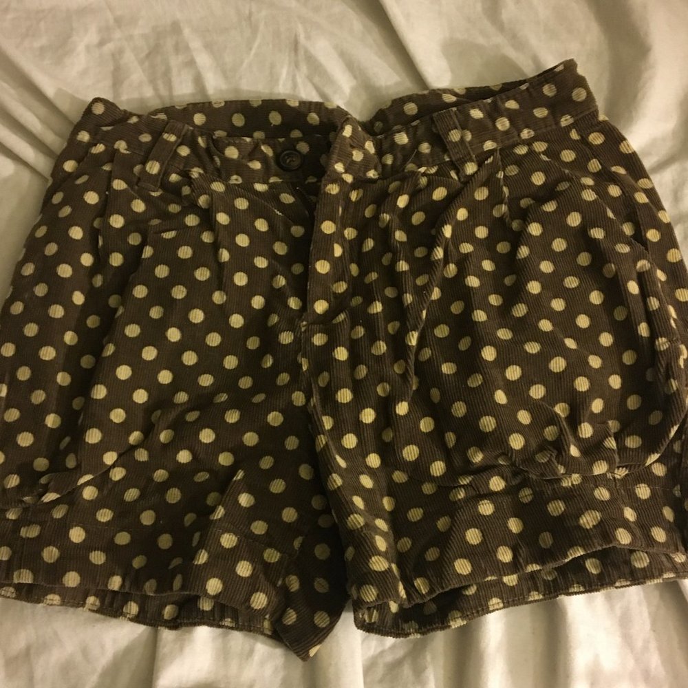 vintage brown and white polka-dot shorts